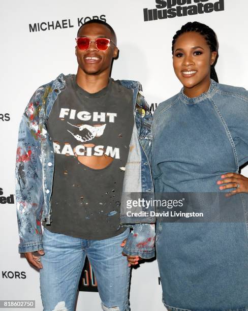 Player Russell Westbrook and Nina Earl attend Sports Illustrated Fashionable 50 at Avenue on July 18, 2017 in Los Angeles, California.