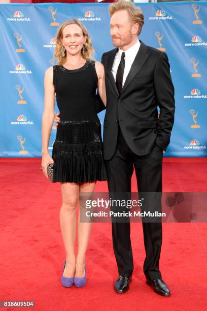 Liza Powel and Conan O'Brien attend 62nd Annual Primetime Emmy Awards - Arrivals at Nokia Theatre LA Live on August 29, 2010 in Los Angeles, CA.