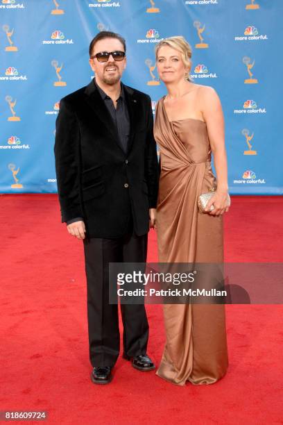 Ricky Gervais and ? attend 62nd Annual Primetime Emmy Awards - Arrivals at Nokia Theatre LA Live on August 29, 2010 in Los Angeles, CA.