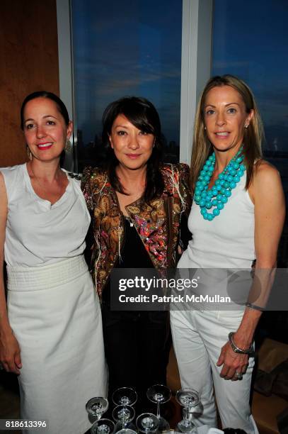 Baetrice Novobaczky, Barbara Bui and Sue Hostetler attend CHARLOTTE SARKOZY hosts celebration of BARBARA BUI's visit to New York at the Boom Boom...