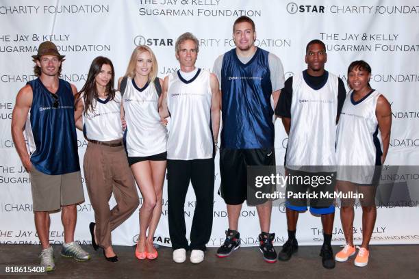 Lane Carlson, Alejandra Cata, Jennifer Ohlsson, Jay Sugarman, David Lee, Toney Douglas and Cappie Pondexter attend 8th Annual iStar Charity Shootout...