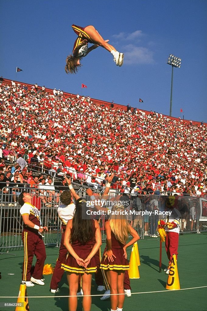 Arizona State cheerleaders in action during game vs Louisville,... News