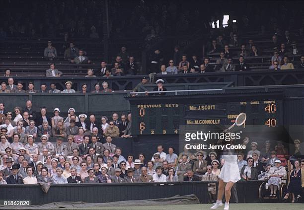 Tennis: Wimbledon, Maureen Connolly in action at All England Club, London, GBR 7/1/1954
