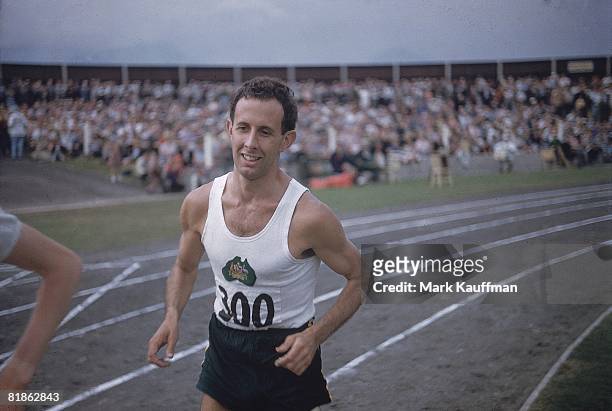 Track & Field: British Empire and Commonwealth Games, Closeup of John Landy in action during mile race, Vancouver, CAN 8/2/1954