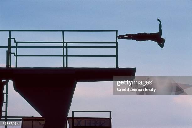 Diving: FINA Grand Prix, Silhouette of Canada Anne Montminy in action during Platform Preliminary at Fort Lauderdale Aquatic Complex, Fort...