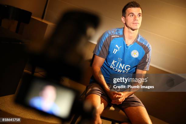 Leicester City unveil new signing Eldin Jakupovic who joins the squad during their pre-season tour of Hong Kong on July 18, 2017 in Hong Kong, Hong...