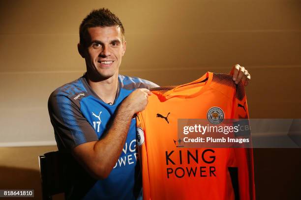 Leicester City unveil new signing Eldin Jakupovic who joins the squad during their pre-season tour of Hong Kong on July 18, 2017 in Hong Kong, Hong...