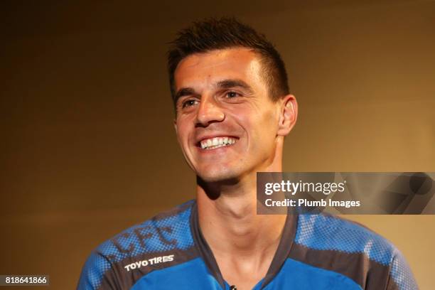 Leicester City unveil new signing Eldin Jakupovic who joins the squad during their pre-season tour of Hong Kong on July 18, 2017 in Hong Kong, Hong...