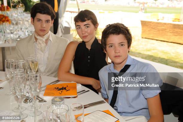 Peter Brant Jr., Mercedes Kilmer and Harry Brant attend 2010 VEUVE CLICQUOT Polo Classic at Governors Island on June 27, 2010 in New York City.