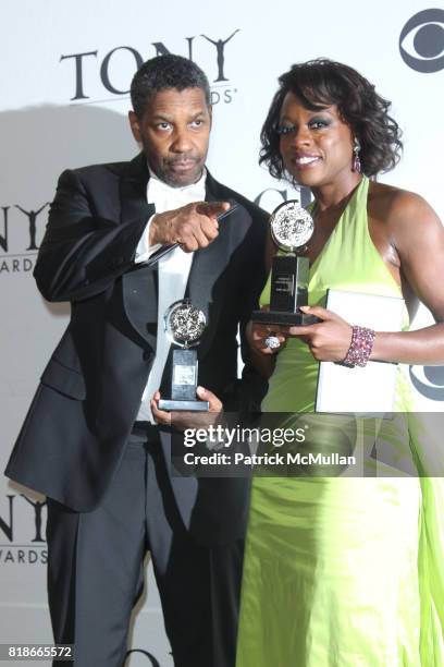 Denzel Washington and Viola Davis attend 64th ANNUAL TONY AWARDS Red Carpet Arrivals at Radio City Music Hall on June 13, 2010 in New York City.