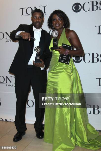 Denzel Washington and Viola Davis attend 64th ANNUAL TONY AWARDS Red Carpet Arrivals at Radio City Music Hall on June 13, 2010 in New York City.