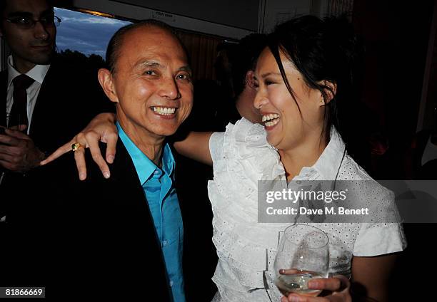 Jimmy Choo and Rosey Chan attend the launch party for June Sarpong's new website www.politicsandthecity.com, at ICA on July 8, 2008 in London,...