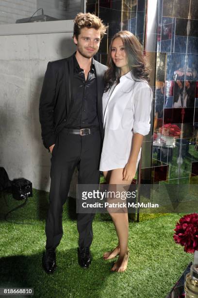Sebastian Stan and Nadine Campeau attend FERRAGAMO Launches ATTIMO On The Top of The Standard at The Standard on June 30, 2010 in New York City.