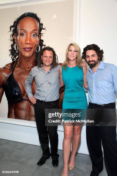 Martin Schoeller, Sarah Hasted and Joseph Kraeutler attend MARTIN SCHOELLER Artist Reception at HASTED HUNT KRAEUTLER on June 30, 2010 in New York.