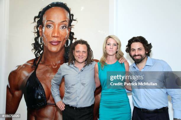 Martin Schoeller, Sarah Hasted and Joseph Kraeutler attend MARTIN SCHOELLER Artist Reception at HASTED HUNT KRAEUTLER on June 30, 2010 in New York.