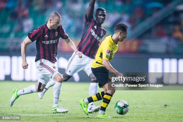 Borussia Dortmund Midfielder Emre Mor fights for the ball with AC Milan Defender Gabriel Paletta during the International Champions Cup 2017 match...