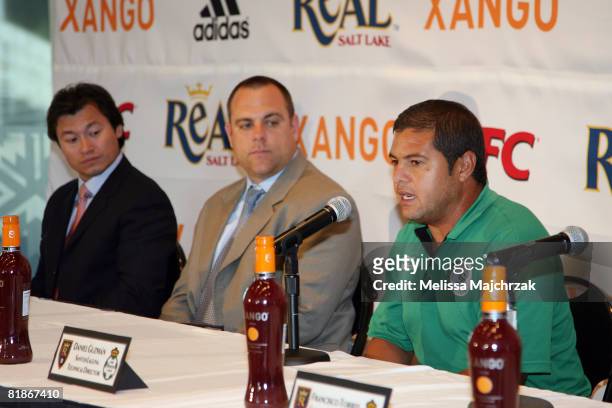 Daniel Guzman, Santos Laguna Technical Director, Garth Lagerwey, General Manager of Real Salt Lake and John Digles, Xango Chief Marketing officer,...