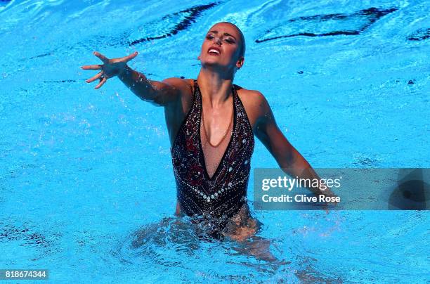 Vasiliki Alexandri of Austria competes during the Synchronised Swimming Solo Free Final on day six of the Budapest 2017 FINA World Championships on...