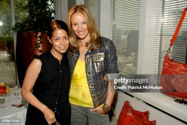 Vanessa Lawence and Coralie Charriol attend CHARRIOL LUNCHEON TO PREVIEW HER NEW HANDBAG COLLECTION C.LILI at the Hudson Hotel on June 09, 2010 in...