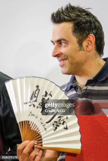 Ronnie O'Sullivan attends a press conference of 2017 Hong Kong Masters at Queen Elizabeth Stadium on July 19, 2017 in Hong Kong, China.