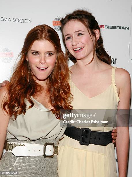 Actresses Kate Mara and Emily Mortimer attend a screening of "Transsiberian" hosted by The Cinema Society and Conde Nast Traveler at the Tribeca...