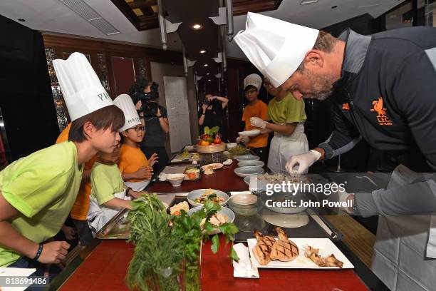 Jurgen Klopp manager of Liverpool takes part in a cookery lesson on July 19, 2017 in Hong Kong, Hong Kong.