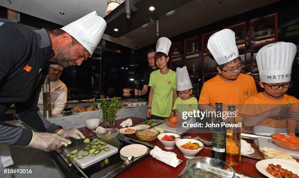 Jurgen Klopp manager of Liverpool takes part in a cookery lesson on July 19, 2017 in Hong Kong, Hong Kong.