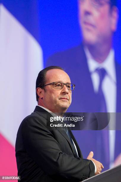 Angers , on : President of the French Republic Francois Hollande during his speech at the President of the Connected Objects City. Cite de l'Objet...