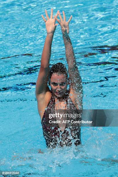 Austria's Vasiliki Alexandri competes in the Women Solo free routine final during the synchronised swimming competition at the 2017 FINA World...