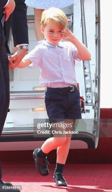 Prince William, Duke of Cambridge, Catherine, Duchess of Cambridge, Prince George of Cambridge and Princess Charlotte of Cambridge arrive at Berlin...