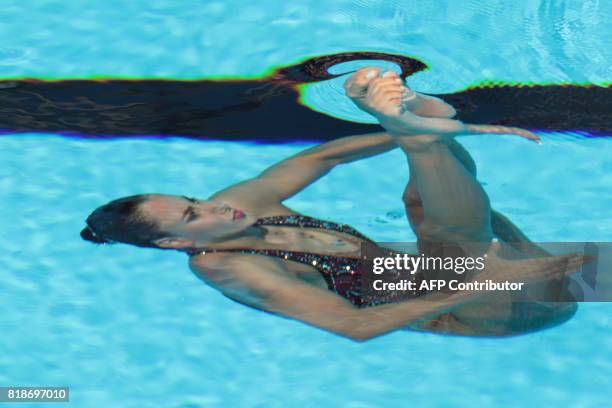 Austria's Vasiliki Alexandri competes in the Women Solo free routine final during the synchronised swimming competition at the 2017 FINA World...