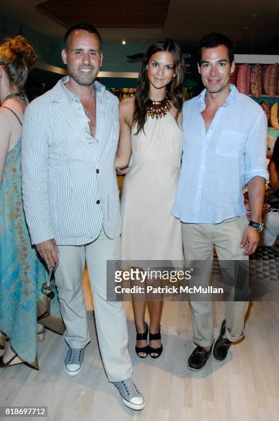 Scott Buccheit, Allie Rizzo and Mark Silver attend Tinsley Mortimer Hosts the Roberta Freymann East Hampton Boutique Grand Opening at Roberta...