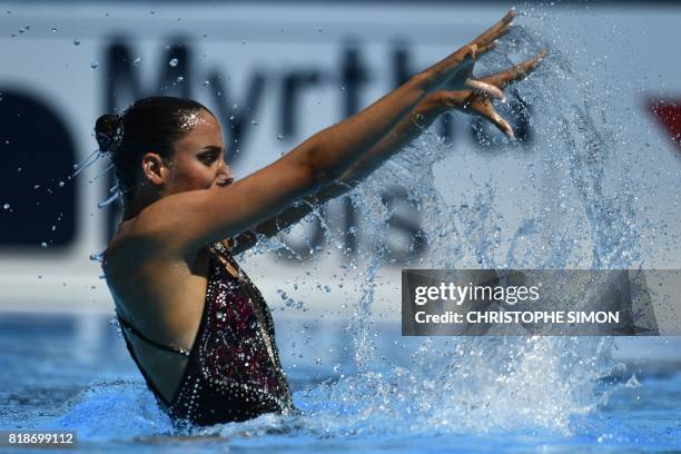 Austria's Vasiliki Alexandri competes in the Women Solo free routine final during the synchronised swimming competition at the 2017 FINA World...