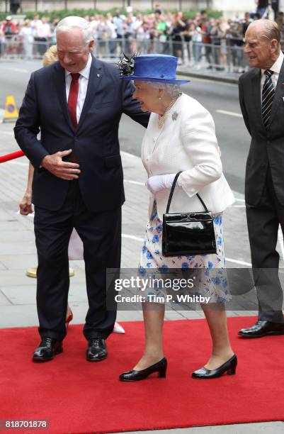 Queen Elizabeth II and Prince Philip, Duke of Edinburgh are met by the Govenor General of Canada, His Excellency Mr David Johnston at a visit to...