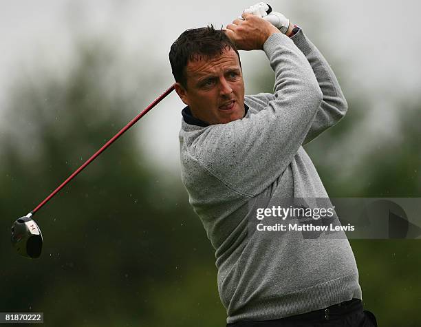 Chris Holt tees off from the 1st tee during the Powerade PGA Assistant's Championship North Region Qualifier at Knaresborough Golf Club on July 7,...