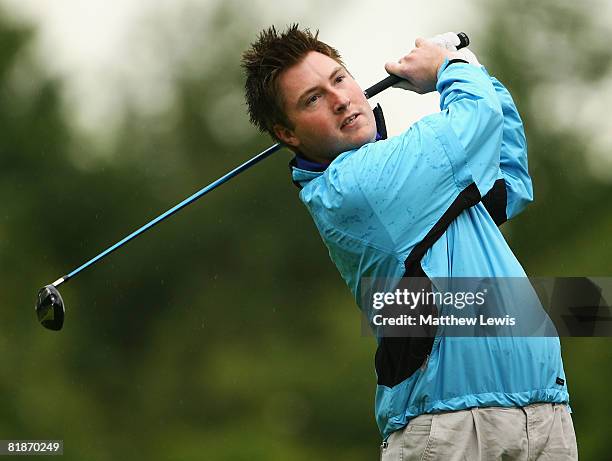 Rob Henderson tees off from the 1st tee during the Powerade PGA Assistant's Championship North Region Qualifier at Knaresborough Golf Club on July 7,...