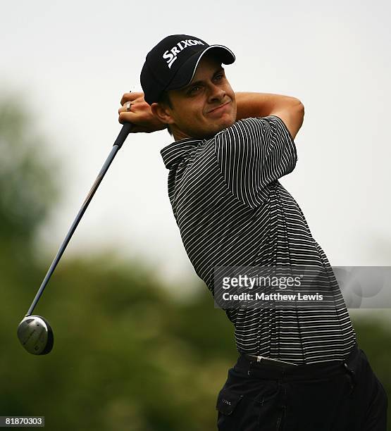 Chris Cousins tees off from the 1st tee during the Powerade PGA Assistant's Championship North Region Qualifier at Knaresborough Golf Club on July 7,...