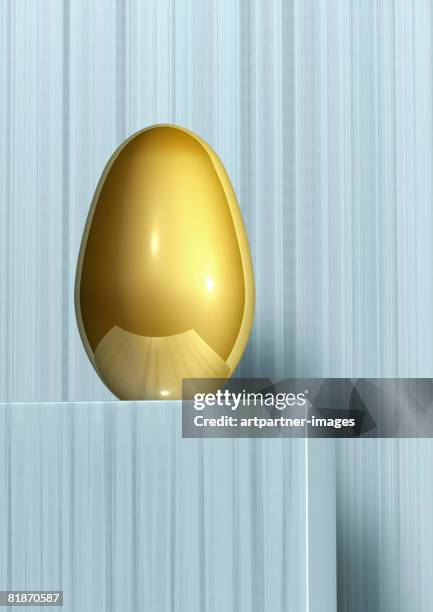 golden egg - studio plinth stock illustrations