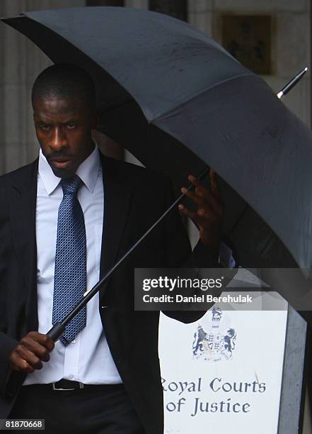 British sprinter Dwain Chambers departs from the High Court on July 9, 2008 in central London, England. The British Olympic Association confirmed...