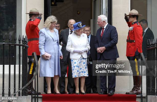 Queen Elizabeth II and Prince Philip, Duke of Edinburgh are accompanied by the Govenor General of Canada, His Excellency Mr David Johnston during a...