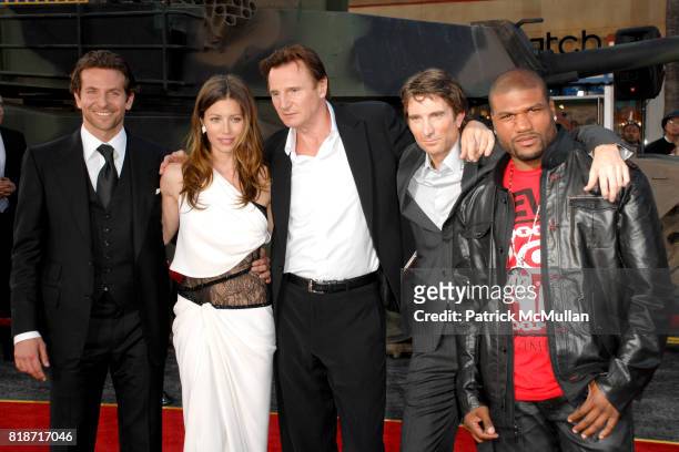 Bradley Cooper, Jessica Biel, Sharlto Copley, Liam Neeson and Quinton 'Rampage' Jackson attend "The A-Team" Los Angeles Premiere at Grauman's Chinese...
