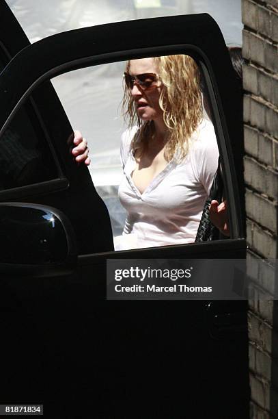 Singer Madonna sighting leaving her New York City residence on July 8, 2008 in New York City.