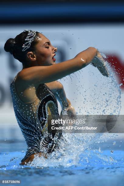 Austria's Vasiliki Alexandri competes in the Women Solo free routine final during the synchronised swimming competition at the 2017 FINA World...