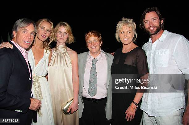 Tommy Hilfiger, Dee Ocleppo, Cynthia Nixon, Christine Marinoni, Deborra-Lee Furniss and Hugh Jackman attend the Tommy Hilfiger 10th anniversary party...