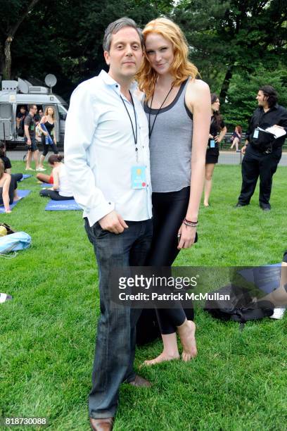 Mark Mangan and Alise Shoemaker attend FLAVORPILL and jetBlue host Yoga on the Great Lawn with Elena Brower at The Great Lawn on June 22, 2010 in New...