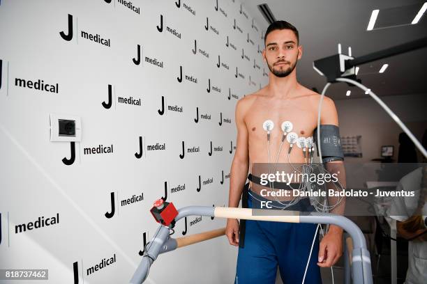 Mattia De Sciglio attends medical tests on July 19, 2017 in Turin, Italy.