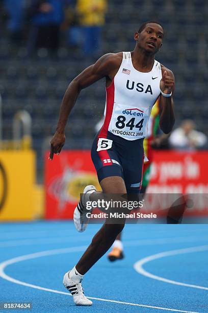 Neal Wilder of USA in the men's 400m semi-final during day two of the 12th IAAF World Junior Championships at the Zawisza Stadium on July 9, 2008 in...