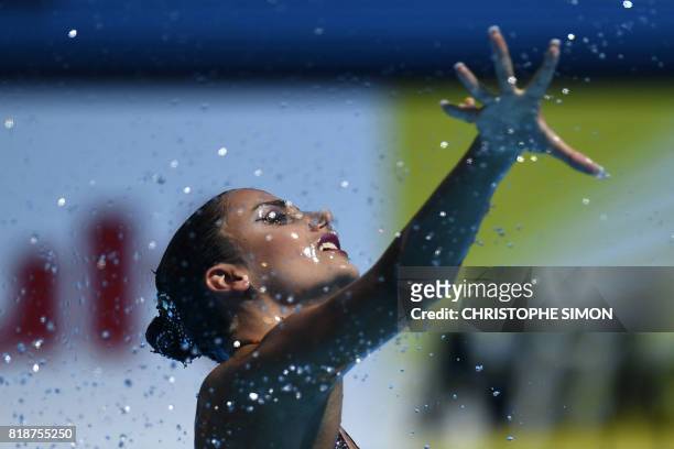 Austria's Vasiliki Alexandri competes in the Women Solo free routine final during the synchronised swimming competition at the 2017 FINA World...
