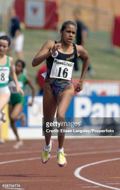 Cathy Freeman of Australia running in the women's 400 metes event during an athletics meet in Birmingham, circa 1992.