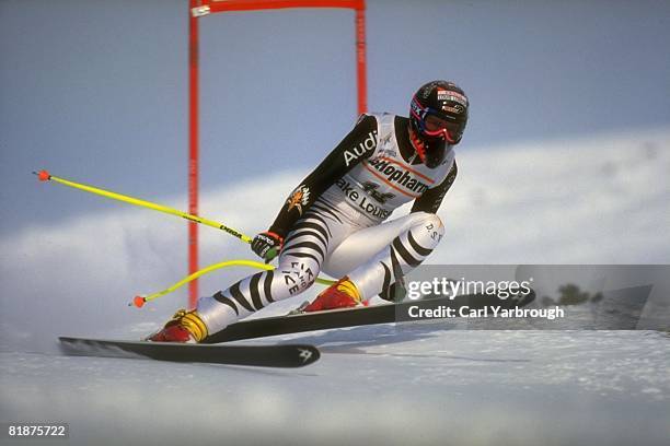 Alpine Skiing: World Cup, DEU Katja Seizinger in action downhill competition, Lake Louise, CAN 12/9/1994
